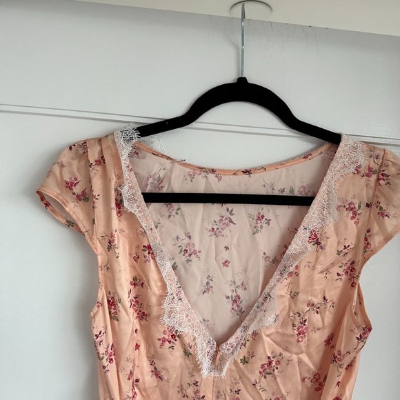 NWT Reformation Lucas Silk Midi Dress SZ 4 Myrna Floral Cap Sleeves Deep V-Back - Picture 10 of 12